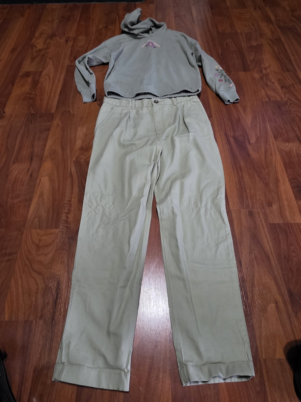 Carter's Casual Straight-Leg Pants And Hoodie in Light Olive -